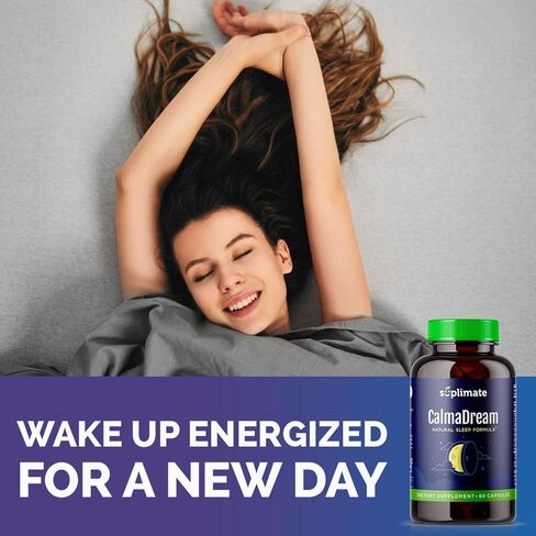Calmadream Natural Sleep Aid for Adults Extra Strength, Premium Herbal Sleep Supplement with Melatonin, Magnesium, Ashwagandha, Valerian Root, GABA, 5HTP, 60 Vegan Capsules in Saudi Arabia