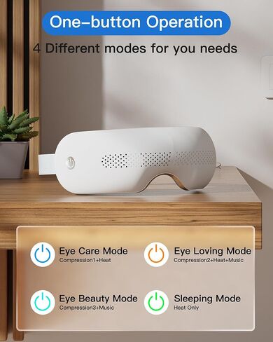 AERLANG مدلك العين - قناع العين مدلك مع نافذة رؤية قناع العين الساخن اللاسلكي مع الموسيقى، تدليك العين يخفف التعب والجفاف، تدليك العين قناع النوم الاسترخاء هدية للأم والأب الرجال النساء in Kuwait