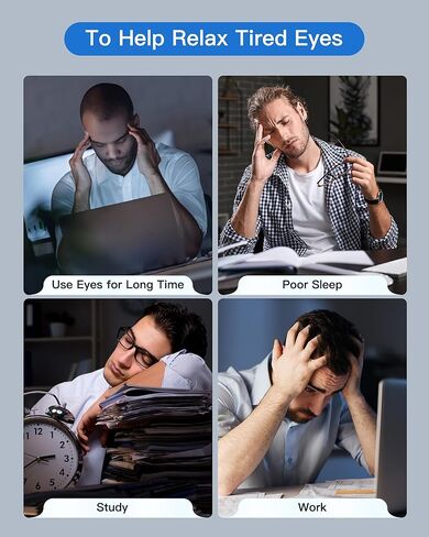 AERLANG مدلك العين - قناع العين مدلك مع نافذة رؤية قناع العين الساخن اللاسلكي مع الموسيقى، تدليك العين يخفف التعب والجفاف، تدليك العين قناع النوم الاسترخاء هدية للأم والأب الرجال النساء in Kuwait