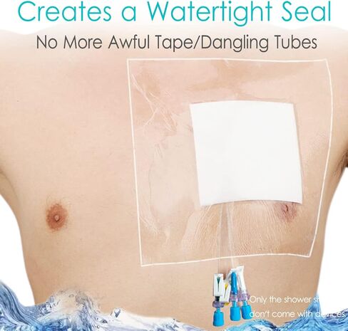 غطاء دش مقاوم للماء للجروح، ضمادة لاصقة مع وسادة مركزية غير لاصقة لجراحة البطن، قطع الجروح، حامي الصدر، منفذ العلاج الكيميائي للرجال والنساء، 6 × 6 بوصة (عبوة من 25) in Kuwait