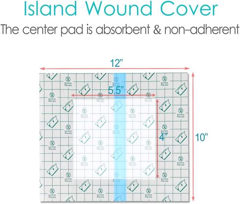 غطاء دش مقاوم للماء للجروح، ضمادة لاصقة مع وسادة مركزية غير لاصقة لجراحة البطن، قطع الجروح، حامي الصدر، منفذ العلاج الكيميائي للرجال والنساء، 6 × 6 بوصة (عبوة من 25) in Kuwait