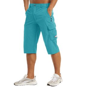 MAGCOMSEN Men's Workout Gym Shorts Quick Dry 3/4 Capri Pants Zipper Pockets Hiking Athletic Running Shorts