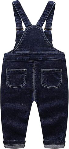 Evelin LEE Baby Boys Girls Denim Overalls Ripped Holes Button Jeans Bib Pants Casual Trousers in Kuwait