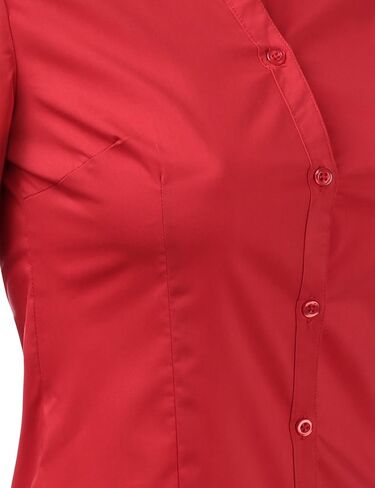 DOUBLJU Womens Basic Slim Fit y 3/4 Sleeve Button Down Collared Shirt with Plus Size in Saudi Arabia