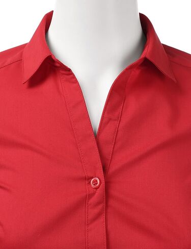 DOUBLJU Womens Basic Slim Fit y 3/4 Sleeve Button Down Collared Shirt with Plus Size in Saudi Arabia
