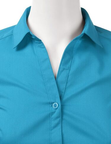 DOUBLJU Womens Basic Slim Fit y 3/4 Sleeve Button Down Collared Shirt with Plus Size in Saudi Arabia