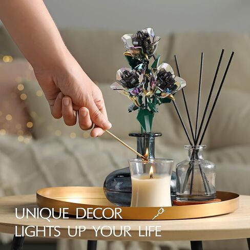 Rose Flower Bouquet Building Set with Lights,Artificial Plant Cute Botanical Collection Legos Compatible Gift for Adult Her/Mom/Women/Sister/Girl,Creative Project Home Decor(52033 Blue 126pcs) in Saudi Arabia