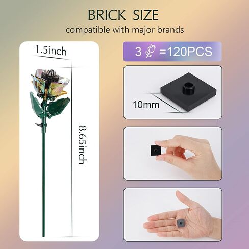 Rose Flower Bouquet Building Set with Lights,Artificial Plant Cute Botanical Collection Legos Compatible Gift for Adult Her/Mom/Women/Sister/Girl,Creative Project Home Decor(52033 Blue 126pcs) in Saudi Arabia