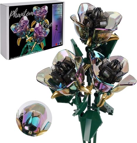 Rose Flower Bouquet Building Set with Lights,Artificial Plant Cute Botanical Collection Legos Compatible Gift for Adult Her/Mom/Women/Sister/Girl,Creative Project Home Decor(52033 Blue 126pcs) in Saudi Arabia