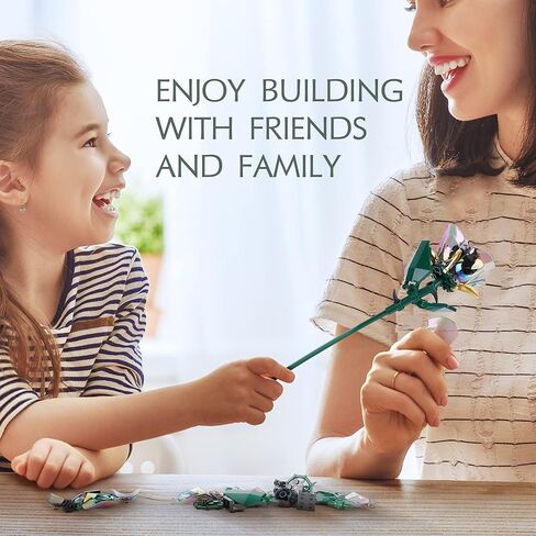 Rose Flower Bouquet Building Set with Lights,Artificial Plant Cute Botanical Collection Legos Compatible Gift for Adult Her/Mom/Women/Sister/Girl,Creative Project Home Decor(52033 Blue 126pcs) in Saudi Arabia
