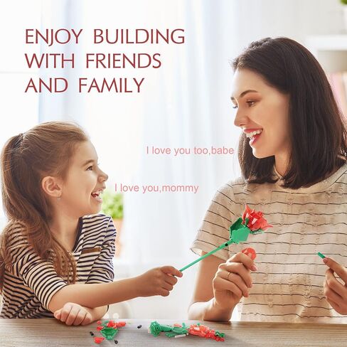 Rose Flower Bouquet Building Set with Lights,Artificial Plant Cute Botanical Collection Legos Compatible Gift for Adult Her/Mom/Women/Sister/Girl,Creative Project Home Decor(52033 Blue 126pcs) in Saudi Arabia