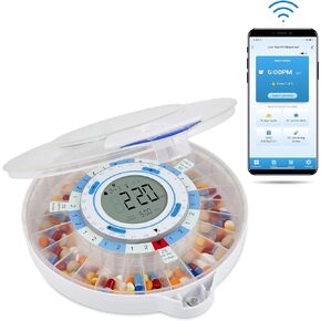 Live Fine Smart WiFi Automatic Pill Dispenser | 28-Day Medication Organizer Up to 9 Doses Per Day for Care Monitoring with Locking Key, Adjustable Light/Sound Alarms for Prescriptions & Vitamins in Saudi Arabia