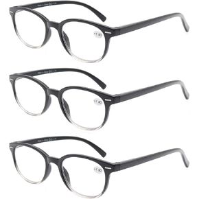 MODFANS Round Stylish Reading Glasses 3 Pair with Spring Hinge Fashion Glasses for Reading for Men and Women +1.00 in Kuwait