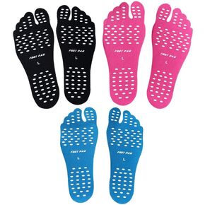 Beach Foot Pads Barefoot 3 Packs for Barefoot Lovers, Invisible Adhesive Stick on Feet Pad Soles for Beach, Swimming Pool, Spa, Hot Sand, Walking, Water Sport Party. (S-3Packs)
