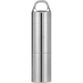 Portable Pill Case Keychain Pill Holder,Waterproof Stainless Steel Pill Keychain of 2 Compartment Nitroglycerin EDC Container(Single Box), Silver in Saudi Arabia