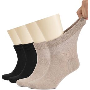 Hugh Ugoli Men's Cotton Diabetic Ankle Socks, Wide, Thin, Loose Fit and Stretchy, Seamless Toe & Non Binding Top, 4-8 Pairs in Kuwait