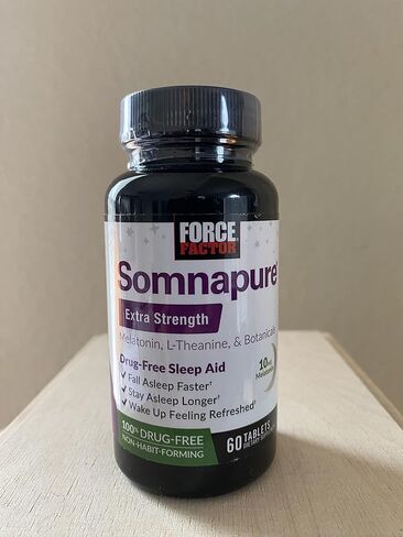 عامل القوة Somnapure يساعد على النوم بقوة إضافية للنوم بشكل أسرع والبقاء نائمًا لفترة أطول، مساعدات النوم للبالغين، حبوب النوم مع 10 ملغ من الميلاتونين، إل-ثيانين، البابونج، بلسم الليمون، 60 قرصًا in Saudi Arabia