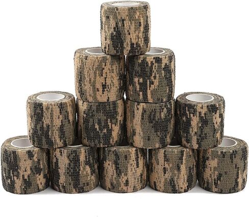 12 Pack Self Adhesive Bandage Wrap, Camouflage Cohesive Tape( Green Camoflage) in Kuwait