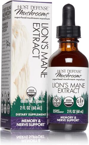 Host Defense Lion's Mane Extract - Brain Health Support Supplement - Mushroom Supplement to Support Focus & Memory Function - Immune & Nervous System Support Supplement - 1 fl oz (30 Servings)* in Kuwait