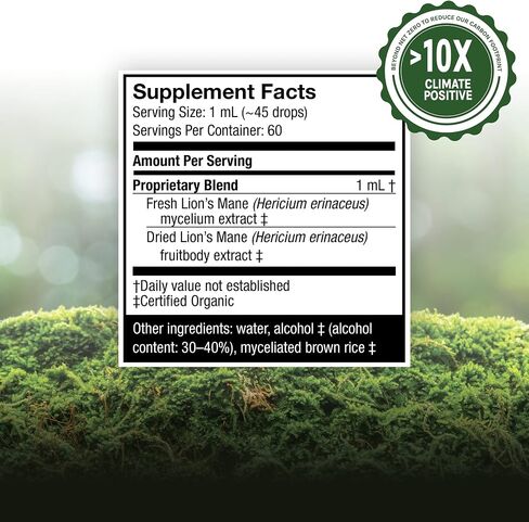 Host Defense Lion's Mane Extract - Brain Health Support Supplement - Mushroom Supplement to Support Focus & Memory Function - Immune & Nervous System Support Supplement - 1 fl oz (30 Servings)* in Kuwait