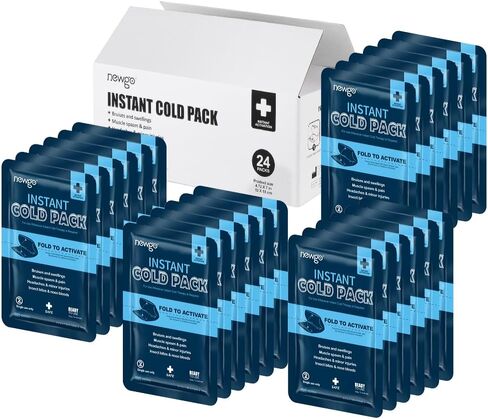 NEWGO Instant Cold Packs (4.7"x 7") – Set of 24 Disposable Ice Packs for Pain Relief, Injuries, Swelling, Inflammation, Sprains, Toothache, Portable for First Aid Kit, Travel, Camping in Saudi Arabia