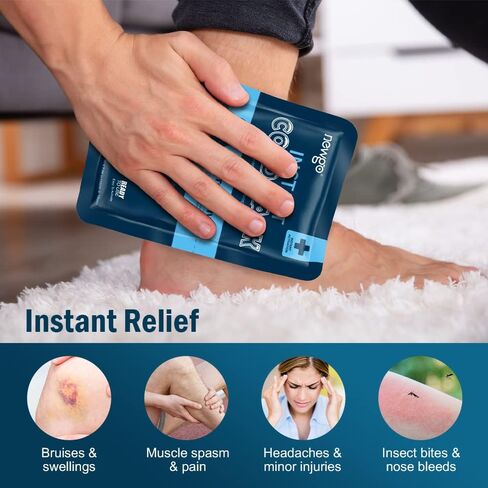 NEWGO Instant Cold Packs (4.7"x 7") – Set of 24 Disposable Ice Packs for Pain Relief, Injuries, Swelling, Inflammation, Sprains, Toothache, Portable for First Aid Kit, Travel, Camping in Saudi Arabia
