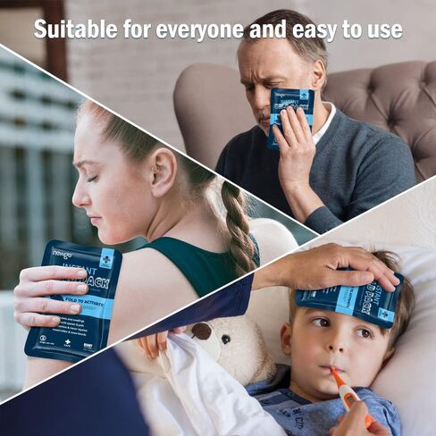 NEWGO Instant Cold Packs (4.7"x 7") – Set of 24 Disposable Ice Packs for Pain Relief, Injuries, Swelling, Inflammation, Sprains, Toothache, Portable for First Aid Kit, Travel, Camping in Saudi Arabia