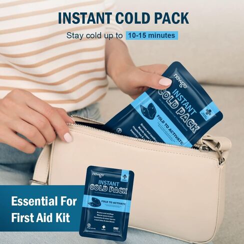 NEWGO Instant Cold Packs (4.7"x 7") – Set of 24 Disposable Ice Packs for Pain Relief, Injuries, Swelling, Inflammation, Sprains, Toothache, Portable for First Aid Kit, Travel, Camping in Saudi Arabia