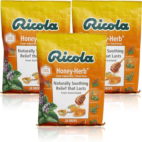 قطرات الحلق العشبية المضادة للسعال والعسل من ريكولا، 24 كيسًا (عبوة من 3 قطع) in Kuwait