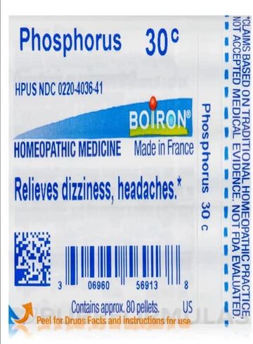 Boiron Homeopathic Phosphorus, 30C Pellets, 80-Count Tubes (Pack of 5) in Saudi Arabia