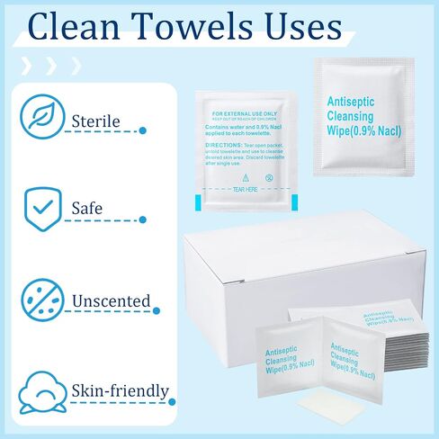 Treela 150 Pcs Sterile Saline Wipes Antiseptic Cleansing Wipes Individually Wrapped Travel Wet Wipes Unscented Cleansing Face Eye Wound Aftercare Swabs for Baby Adult Travel Individual Packet in Saudi Arabia