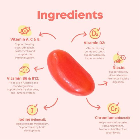 فيتامينات جيلي فول مع حمض الفوليك للأطفال - فيتامينات متعددة قابلة للمضغ للأطفال مع أ، ج، د، هـ، ب6، ب12، النياسين واليود - فيتامينات متعددة للأطفال قابلة للمضغ تدعم الصحة والمناعة - 60 فيتامينات قابلة للمضغ للأطفال in Kuwait