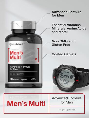 Multivitamin for Men | 60 Caplets | Non-GMO & Gluten Free Vitamins & Minerals Daily Supplement | by Horbaach in Saudi Arabia