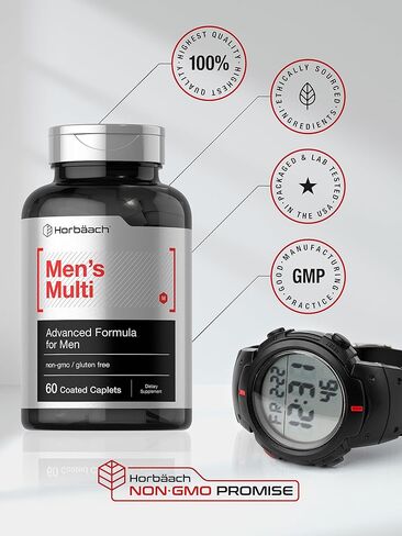 Multivitamin for Men | 60 Caplets | Non-GMO & Gluten Free Vitamins & Minerals Daily Supplement | by Horbaach in Saudi Arabia