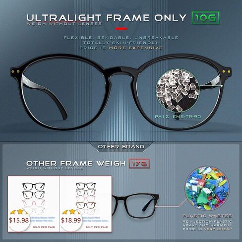 نظارات ATTCL للجنسين زرقاء اللون تحجب الضوء للرجال والنساء، نظارات كمبيوتر بإطار دائري in Kuwait