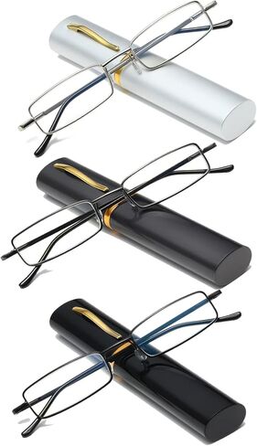 Hubeye 2 Pairs Mini Reading Glasses Compact Spring Hinged Slim Pocket Readers with Pen Clip for Easy Carry +1.0 in Saudi Arabia