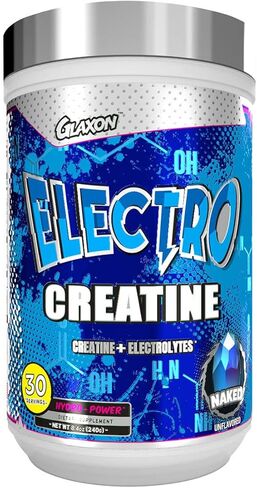 Glaxon Electro Creatine Monohydrate Powder with Electrolytes for Hydration and Absorption - 30 Servings (Naked - Unflavored) in Kuwait