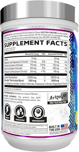 Glaxon Electro Creatine Monohydrate Powder with Electrolytes for Hydration and Absorption - 30 Servings (Naked - Unflavored) in Kuwait