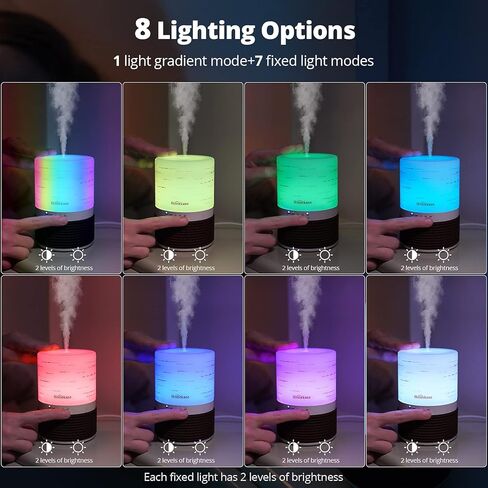 HOMEKANE Essential Oil Diffusers 150ml Aromatherapy Oil Diffuser with 8 Colorful Lights 2 Mist Mode, Waterless Auto Shut-Off Protection & 3 Timer, Humidifiers for Bedroom Home Office Yoga in Kuwait