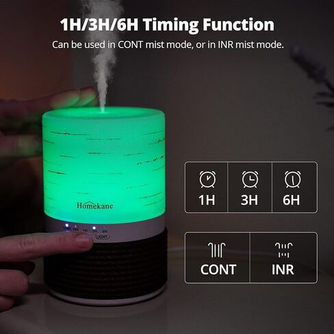 HOMEKANE Essential Oil Diffusers 150ml Aromatherapy Oil Diffuser with 8 Colorful Lights 2 Mist Mode, Waterless Auto Shut-Off Protection & 3 Timer, Humidifiers for Bedroom Home Office Yoga in Kuwait
