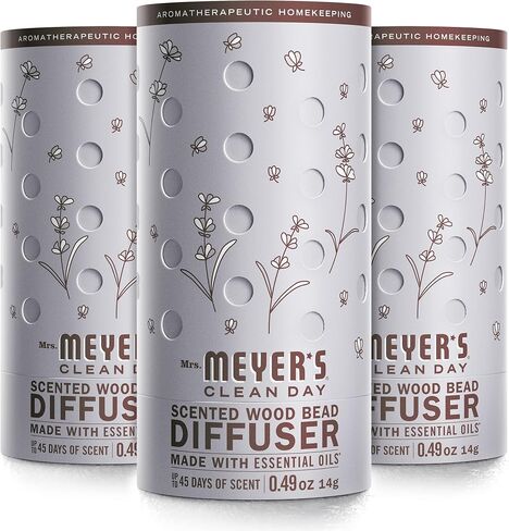 MRS. MEYER’S CLEANDAY Wood Bead Diffuser, Air Freshener Fragrance for the Kitchen, Office, Bedroom and More, 45 Days of Fragrance, Lavendered, Pack of 3 in Saudi Arabia