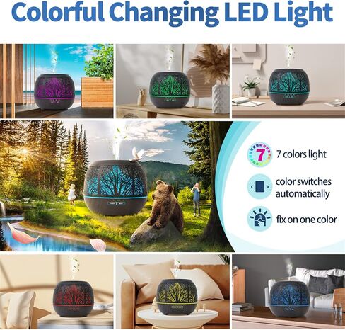 Essential Oil Diffuser Humidifier for Home: 400ml Ultrasonic Aroma Air Diffusers for Large Room - Aromatherapy Cool Mist Vaporizer with Timer & LED Light for Bedroom in Saudi Arabia
