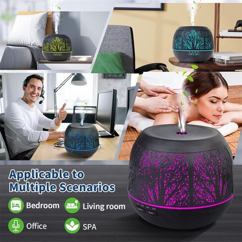 Essential Oil Diffuser Humidifier for Home: 400ml Ultrasonic Aroma Air Diffusers for Large Room - Aromatherapy Cool Mist Vaporizer with Timer & LED Light for Bedroom in Saudi Arabia