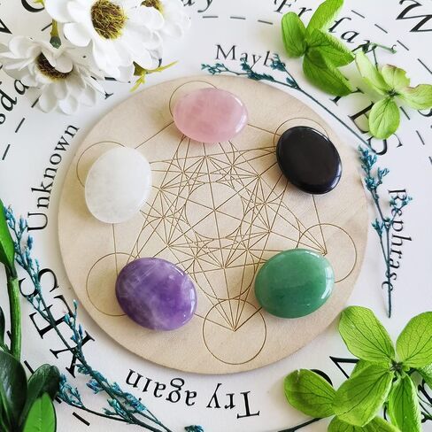 ZHIYUXI 5PCS Healing Crystals Amethyst Rose Quartz Clear Quartz Obisdian Green Aventurine Oval Stone Thumb Pocket Palm Gemstone Natural Quartz Worry Stone Anxiety Relief Meditation Therapy Stones in Saudi Arabia