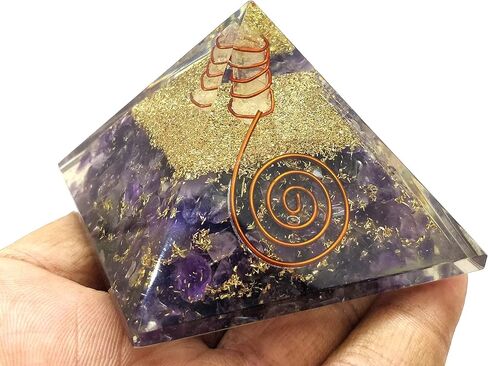 Orgonite Shop خاتم الجمشت هرم أورجونيت، كريستال أورجون للشفاء، هرم جمشت أورجون هرم من الأحجار الكريمة الكريستالية للتأمل والتحفيز والإيجابية - مصنوع يدويًا في الهند in Kuwait