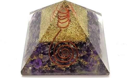 Orgonite Shop خاتم الجمشت هرم أورجونيت، كريستال أورجون للشفاء، هرم جمشت أورجون هرم من الأحجار الكريمة الكريستالية للتأمل والتحفيز والإيجابية - مصنوع يدويًا في الهند in Kuwait