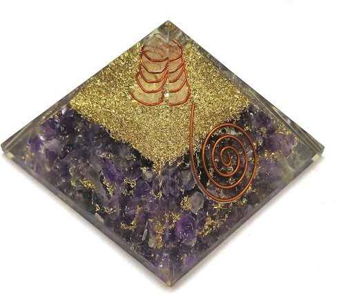 Orgonite Shop خاتم الجمشت هرم أورجونيت، كريستال أورجون للشفاء، هرم جمشت أورجون هرم من الأحجار الكريمة الكريستالية للتأمل والتحفيز والإيجابية - مصنوع يدويًا في الهند in Kuwait