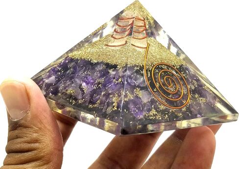 Orgonite Shop خاتم الجمشت هرم أورجونيت، كريستال أورجون للشفاء، هرم جمشت أورجون هرم من الأحجار الكريمة الكريستالية للتأمل والتحفيز والإيجابية - مصنوع يدويًا في الهند in Kuwait