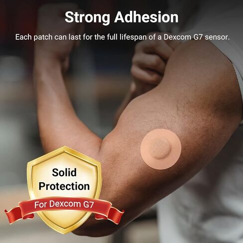 KOVOQ Dexcom G7 Adhesive Patches, 25 Waterproof Adhesive Patches + 1 Reusable Hardshell Cover for Dexcom G7, Latex-Free, Hypoallergenic, Breathable (Tan) in Kuwait