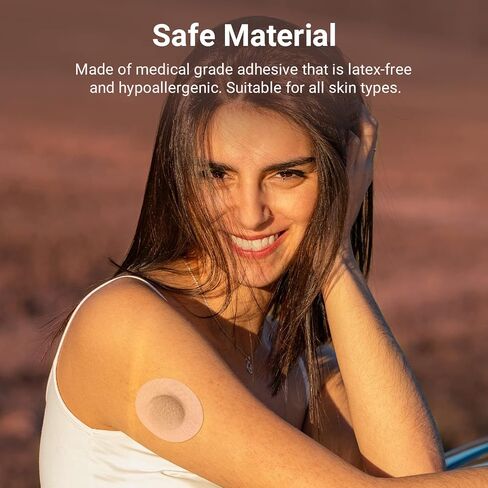 KOVOQ Dexcom G7 Adhesive Patches, 25 Waterproof Adhesive Patches + 1 Reusable Hardshell Cover for Dexcom G7, Latex-Free, Hypoallergenic, Breathable (Tan) in Kuwait